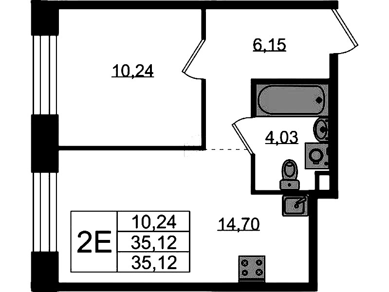 1-комнатная квартира 35.12 м², 2/5 эт., ЖК «Plus Пулковский»